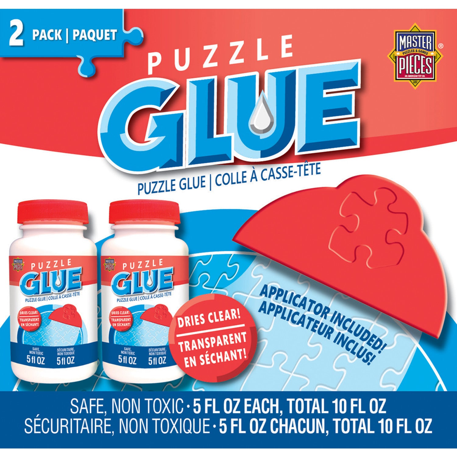  PuzzleWorx Jigsaw Puzzle Glue, Easy-On Applicator Pack of 2,  Non Toxic Clear Glue for 1000/1500/2000 Piece Puzzles 4.2 oz Each Bottle  (Total 8.4) : Toys & Games