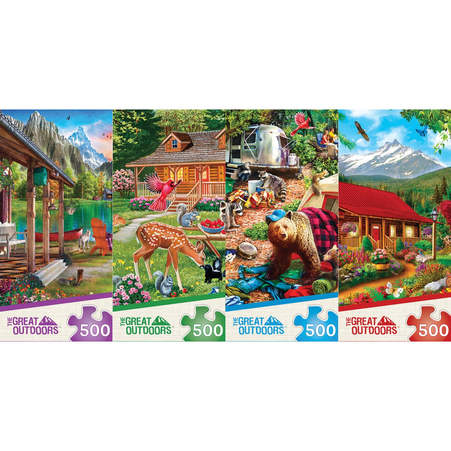 Masterpieces 4 Pack Assortment - The Great Outdoors Puzzles (4 - 500 Piece)