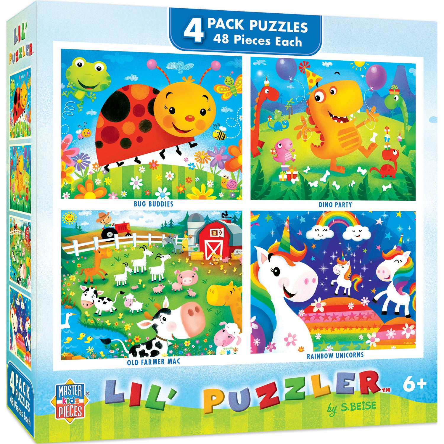 MasterPieces Puzzle Set - 4-Pack 100 Piece Jigsaw Puzzle for Kids - Glow in  The Dark 4-Pack Blue - 8x10