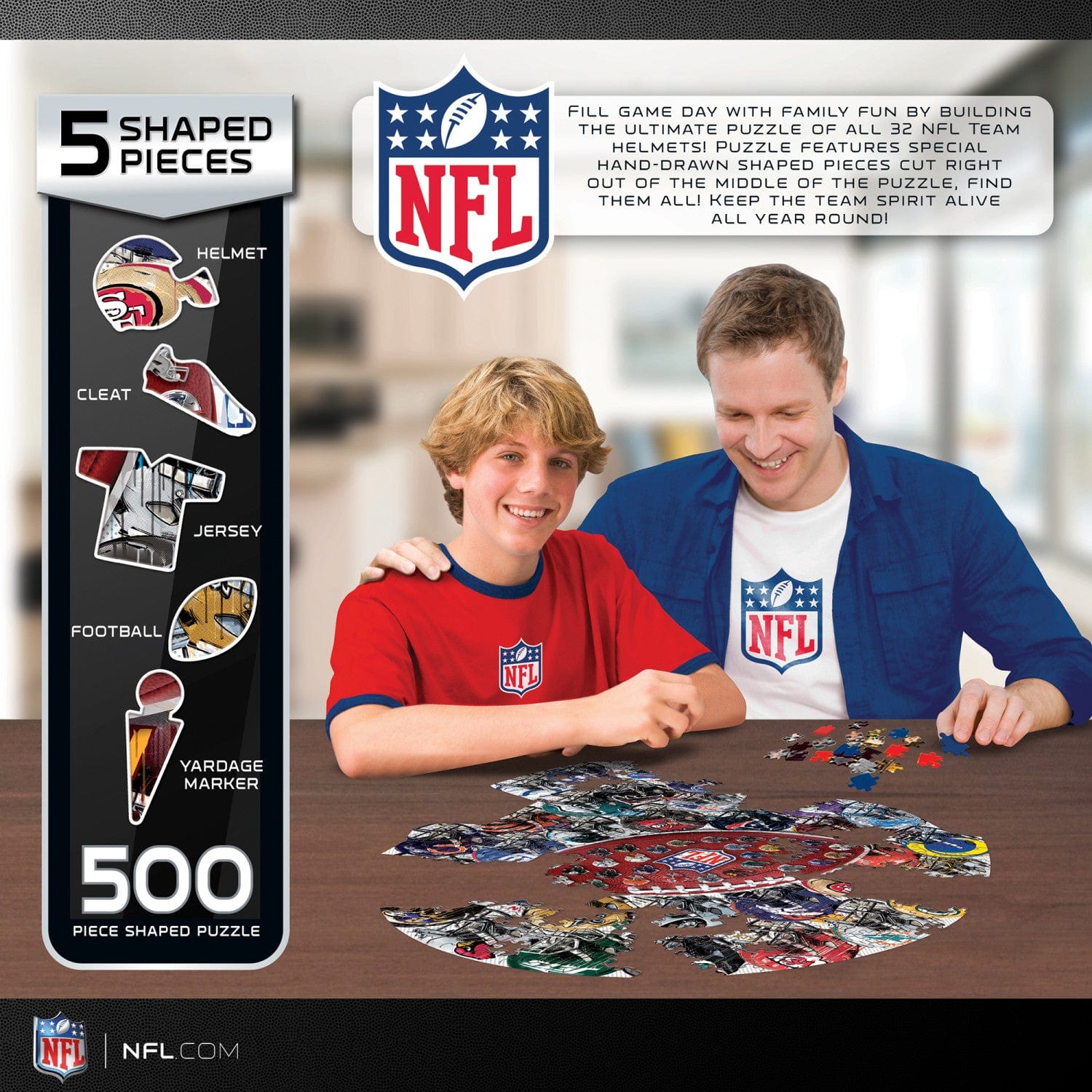 NFL Teams Drip Art Helmet Shaped 500pc Puzzle