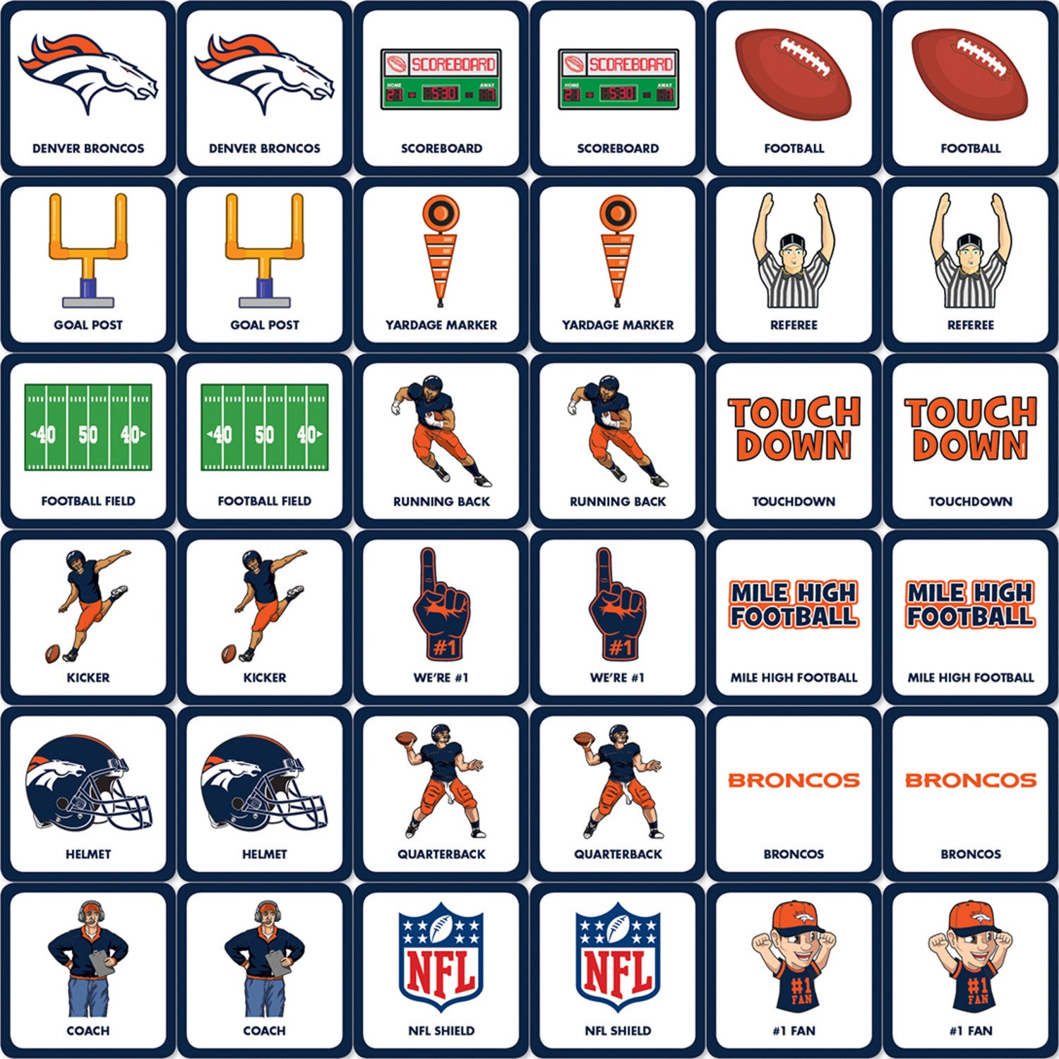 Denver Broncos NFL Matching Game