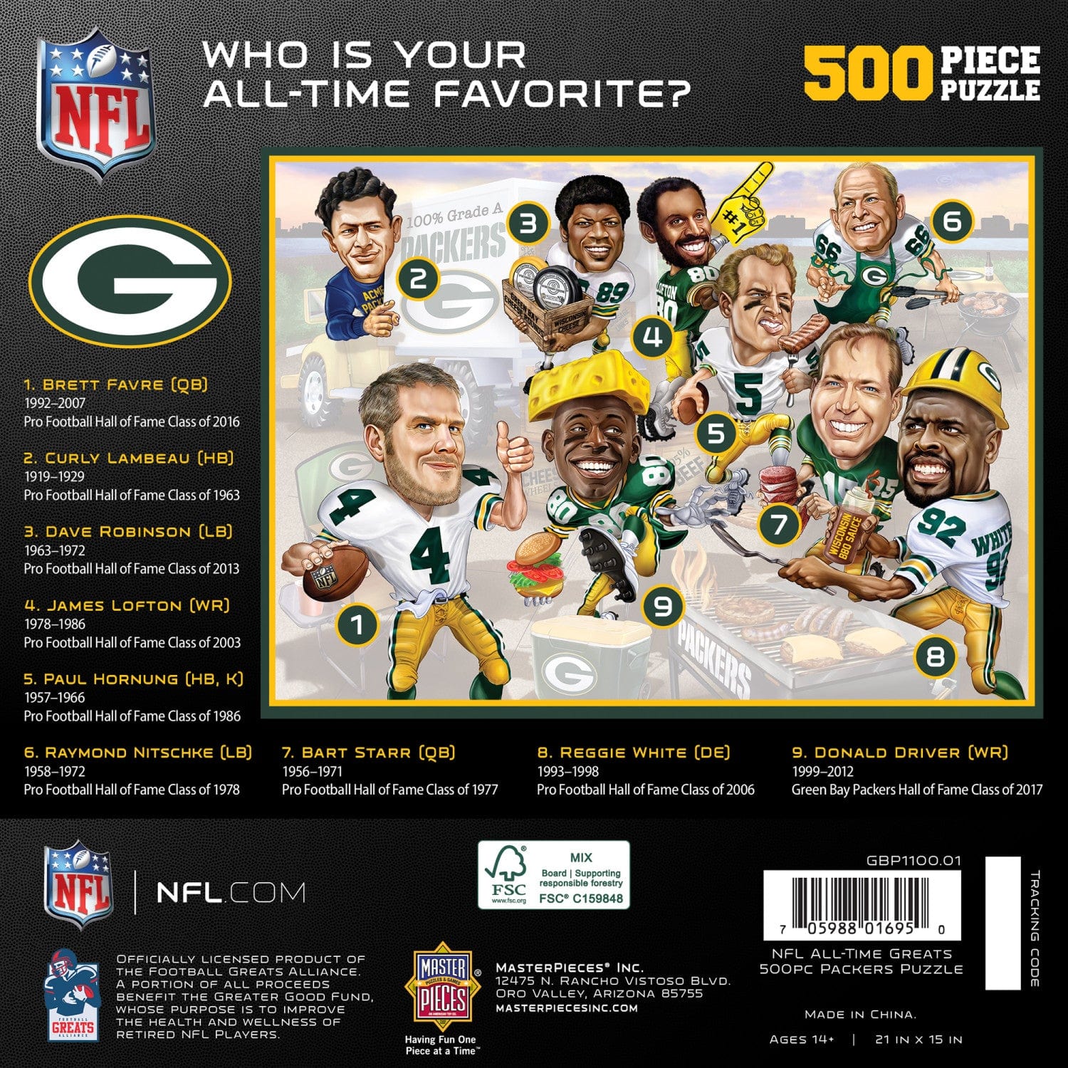 Green Bay Packers - All Time Greats 500 Piece Jigsaw Puzzle