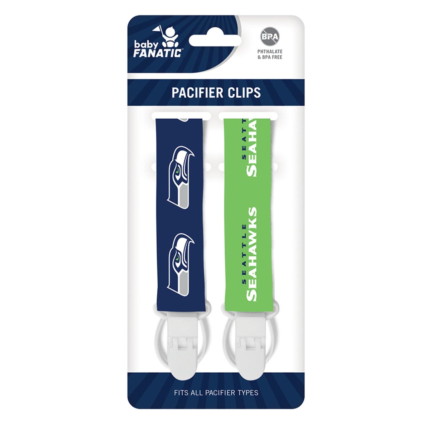 Seattle Seahawks NFL Pacifier Clip 2-Pack