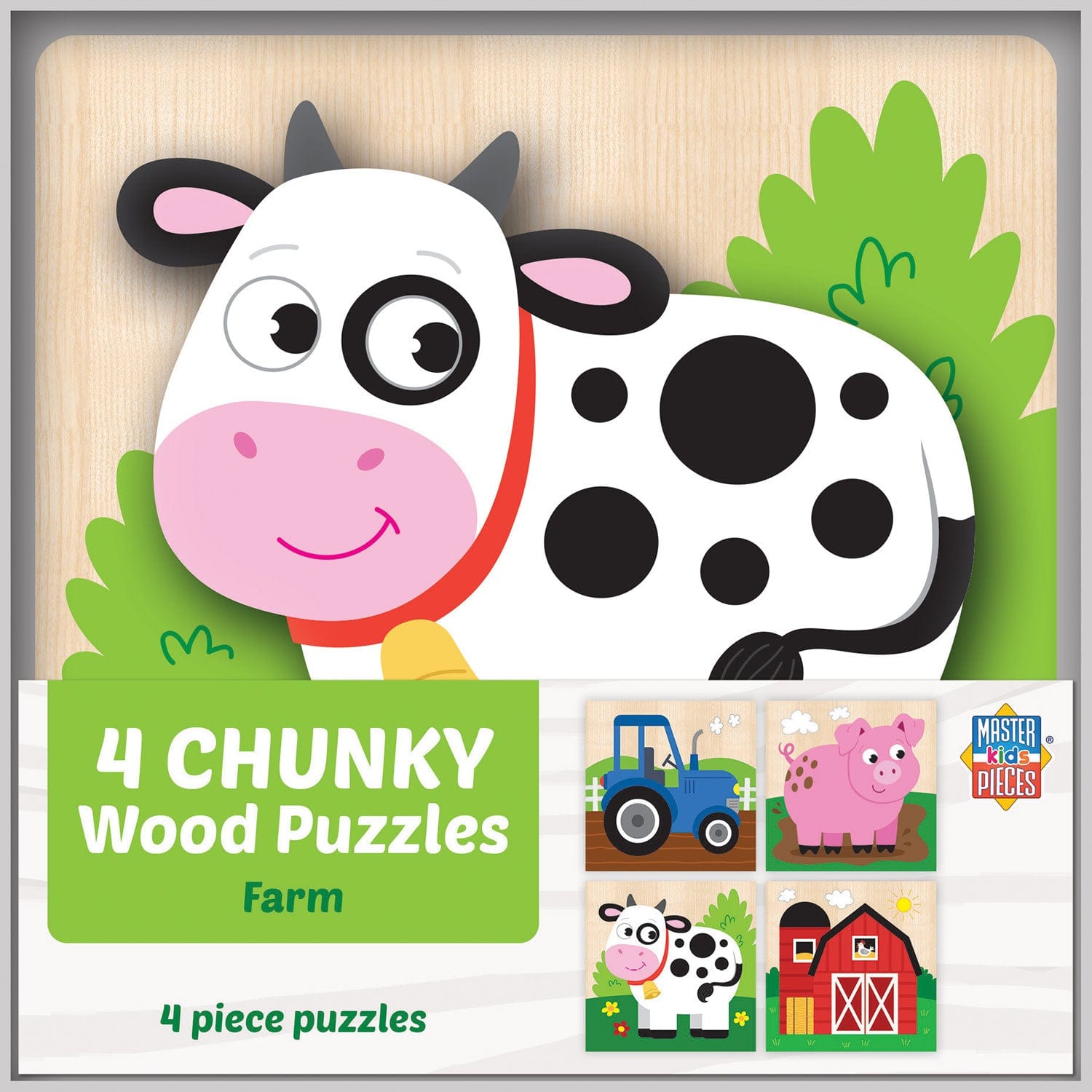 Farm Chunky Wood Puzzles - Kids 4 Pack