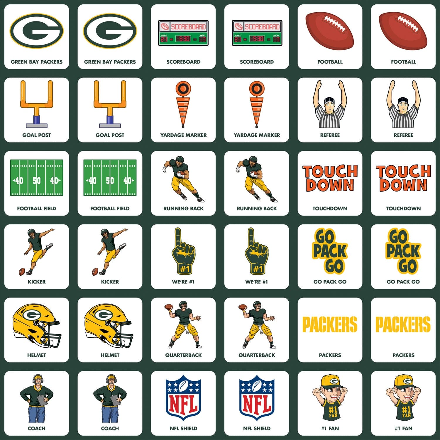 Green Bay Packers NFL Matching Game