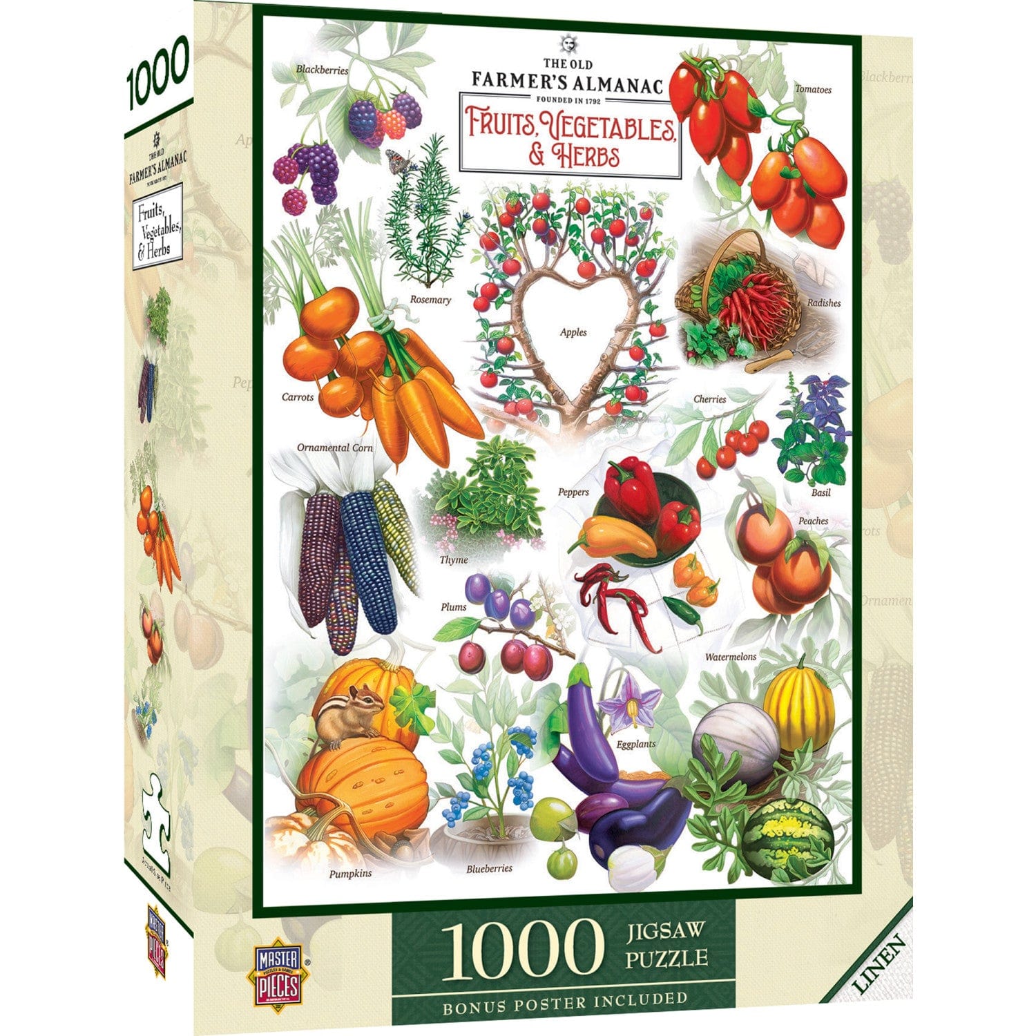 Farmer's Almanac - Field Guide - Fruits, Vegetables, & Herbs 1000 Piece Puzzle