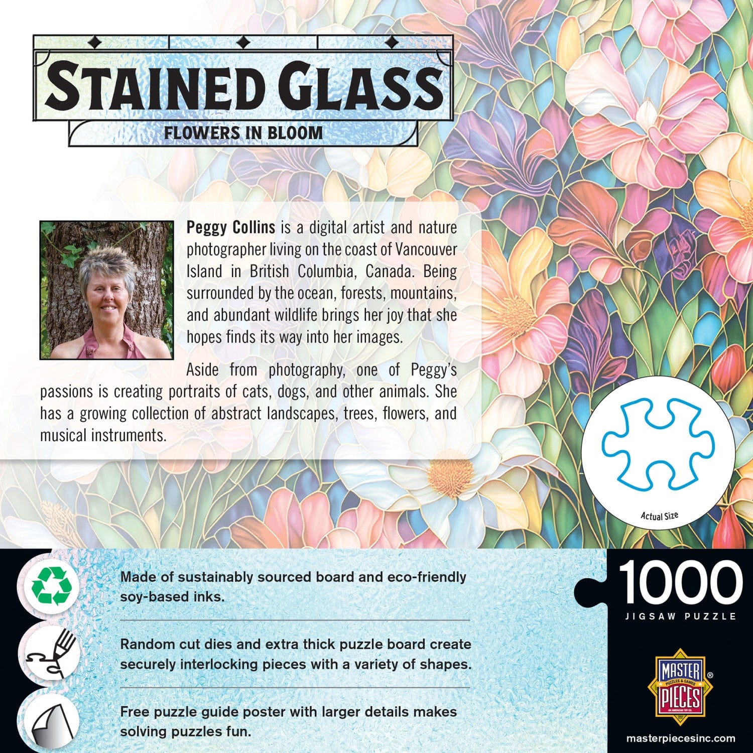 Stained Glass - Flowers in Bloom 1000 Piece Jigsaw Puzzle