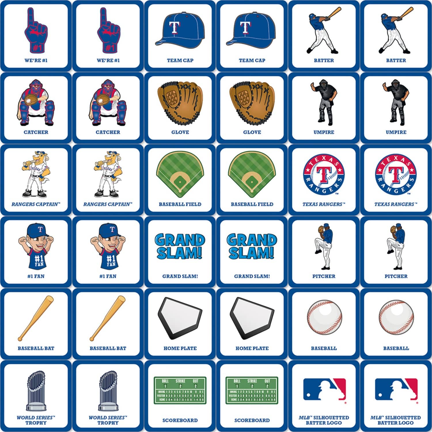 Texas Rangers MLB Matching Game