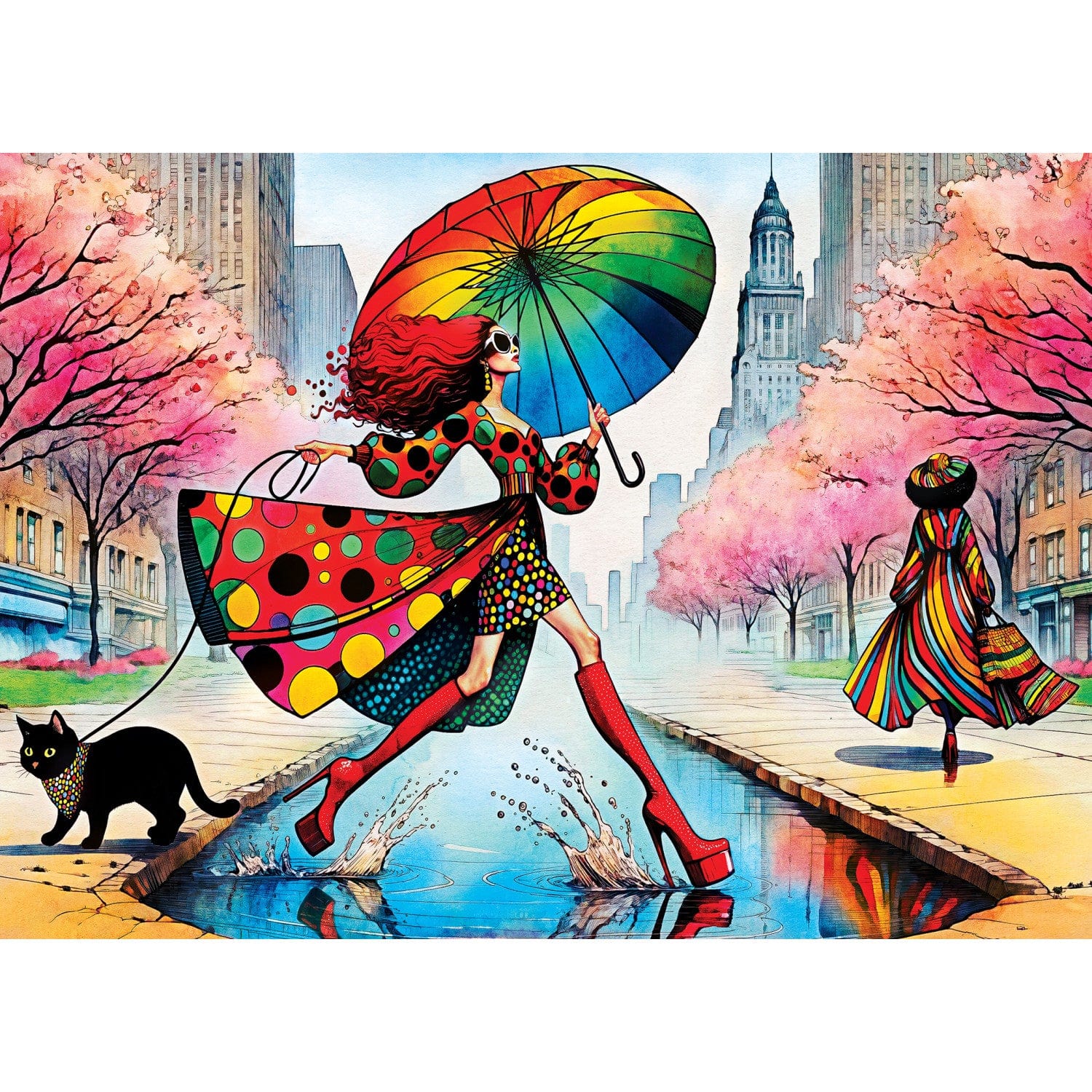 Catwalk Couture - Purrfect Rainy Runway 1000 Piece Puzzle