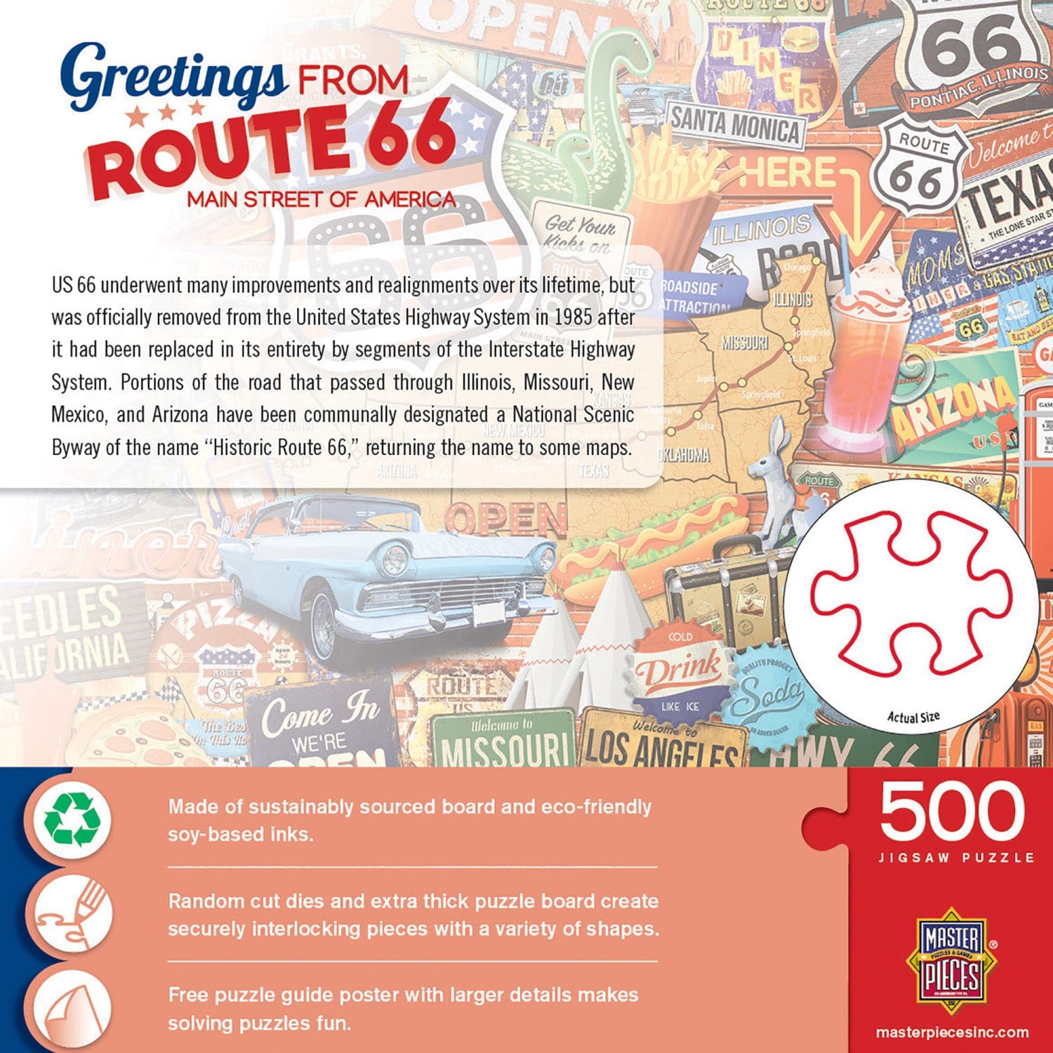 Greetings From Route 66 - 500 Piece Jigsaw Puzzle