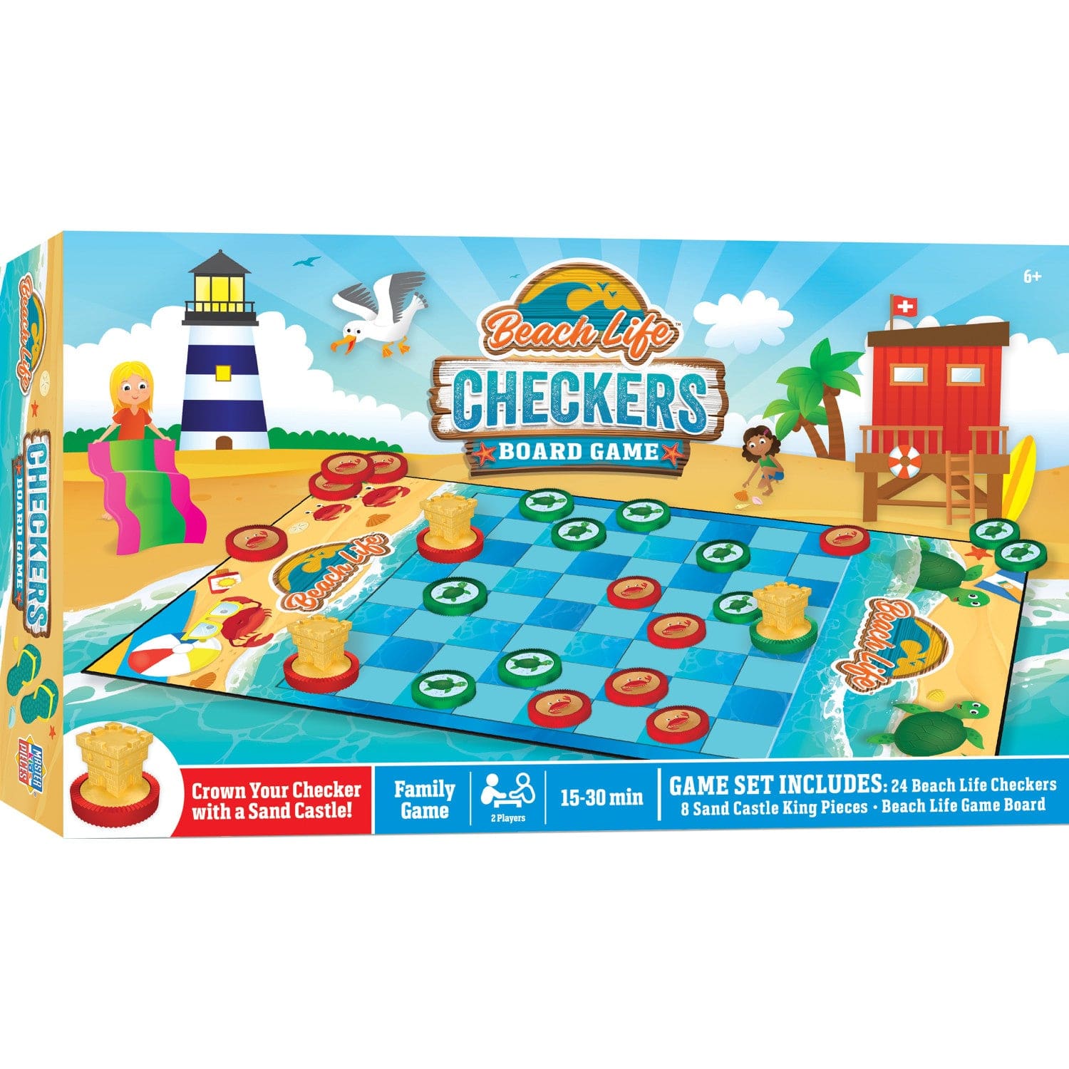 Beach Life Checkers Board Game