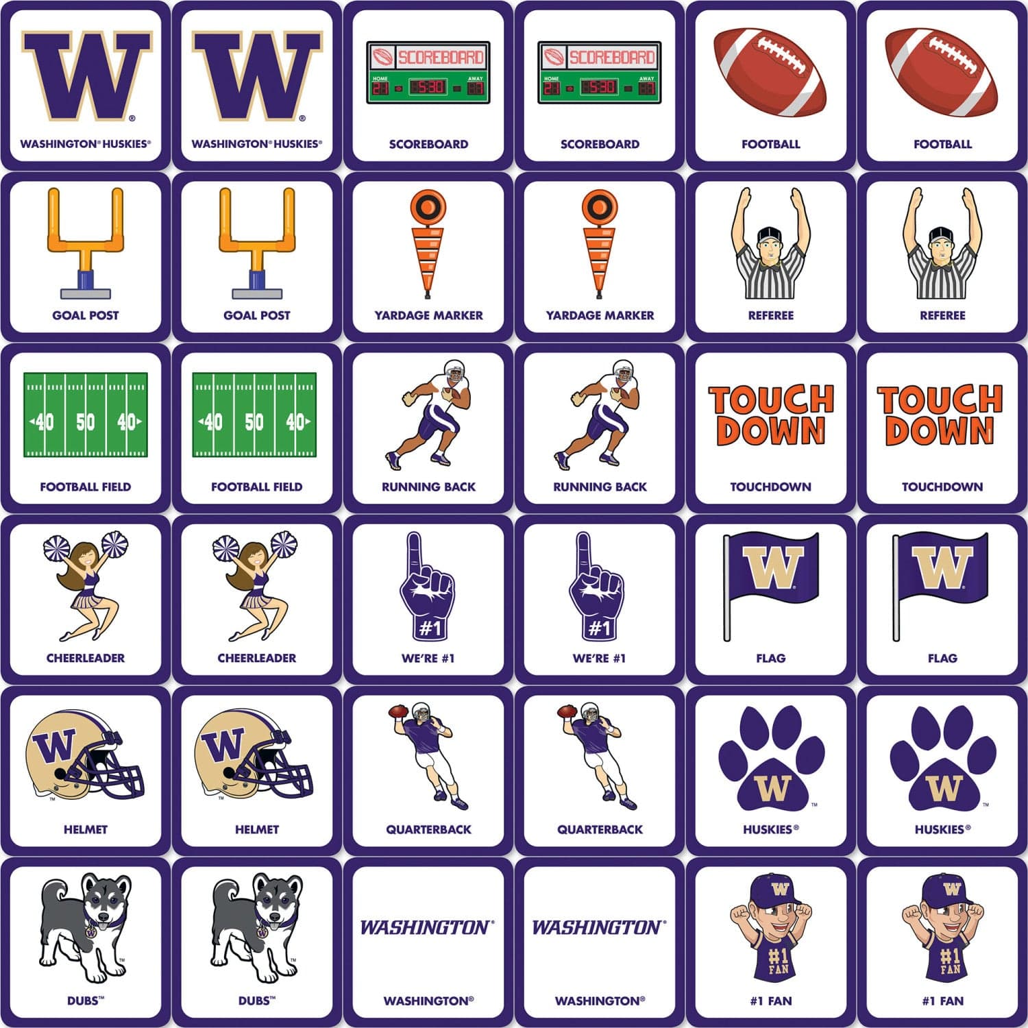 Washington Huskies NCAA Matching Game