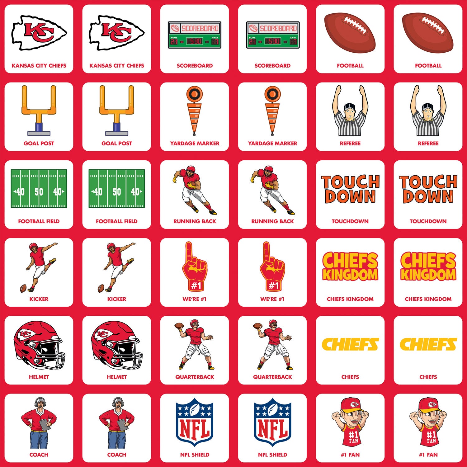 Kansas City Chiefs NFL Matching Game