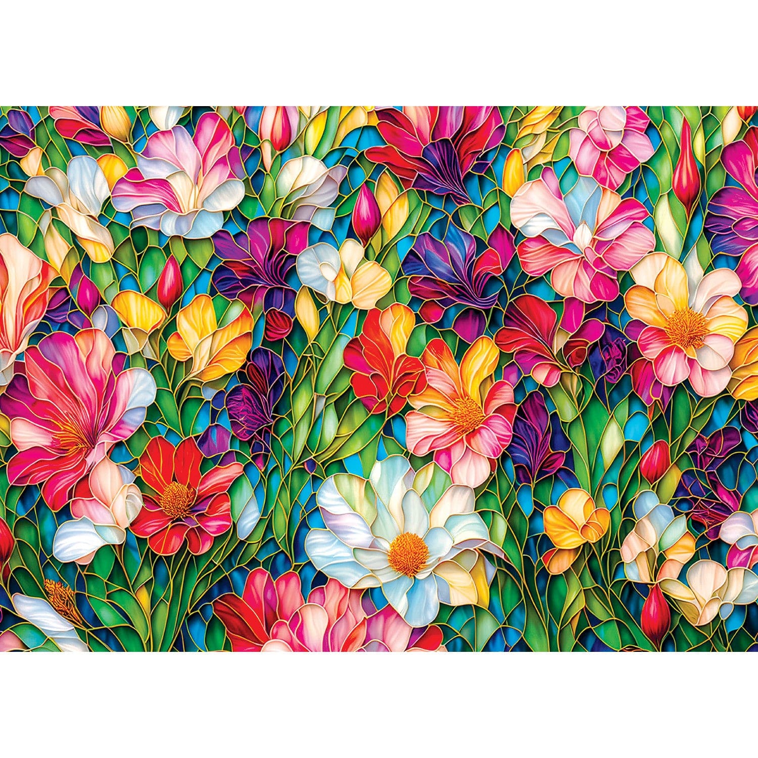 Stained Glass - Flowers in Bloom 1000 Piece Puzzle