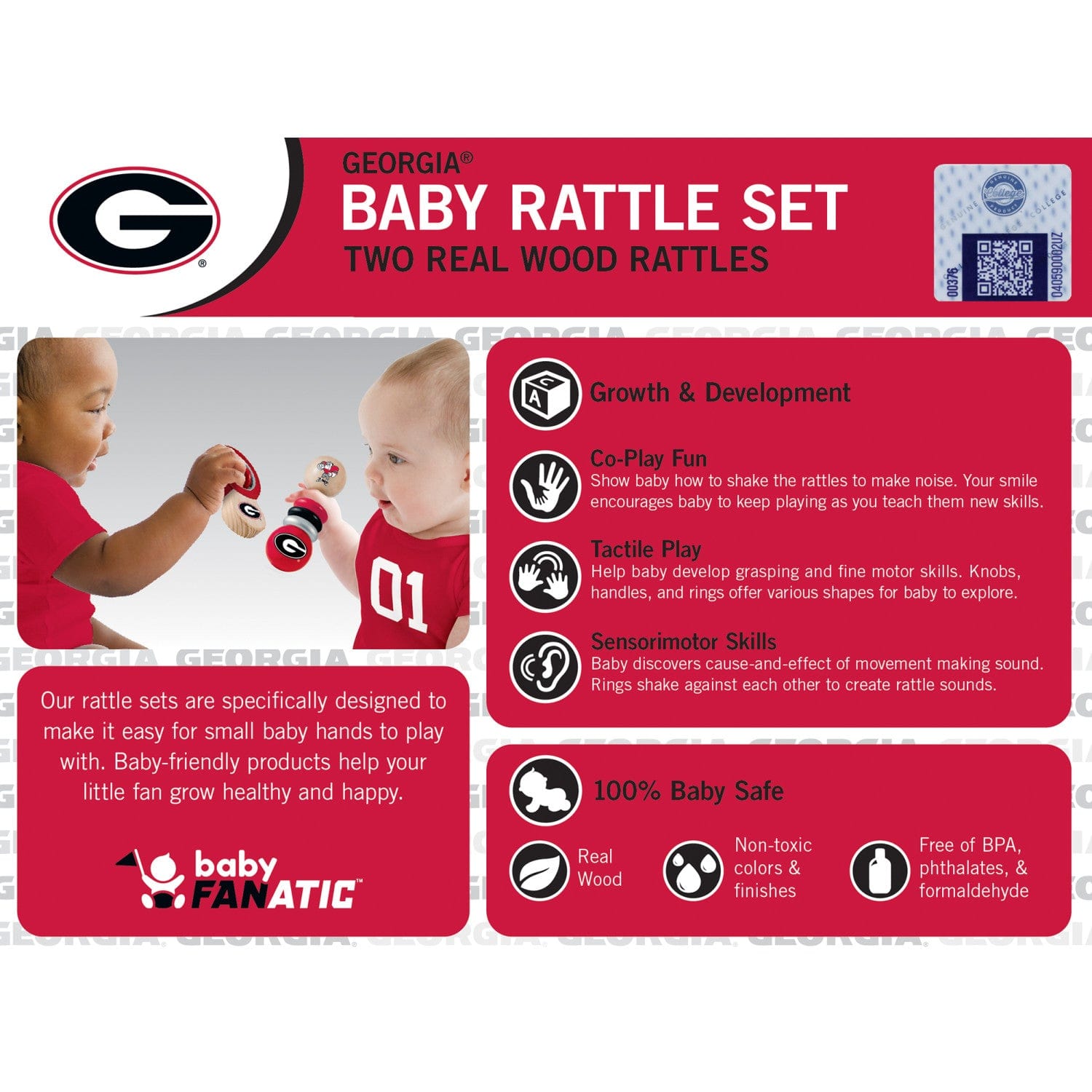 Georgia Bulldogs - Baby Rattles 2-Pack