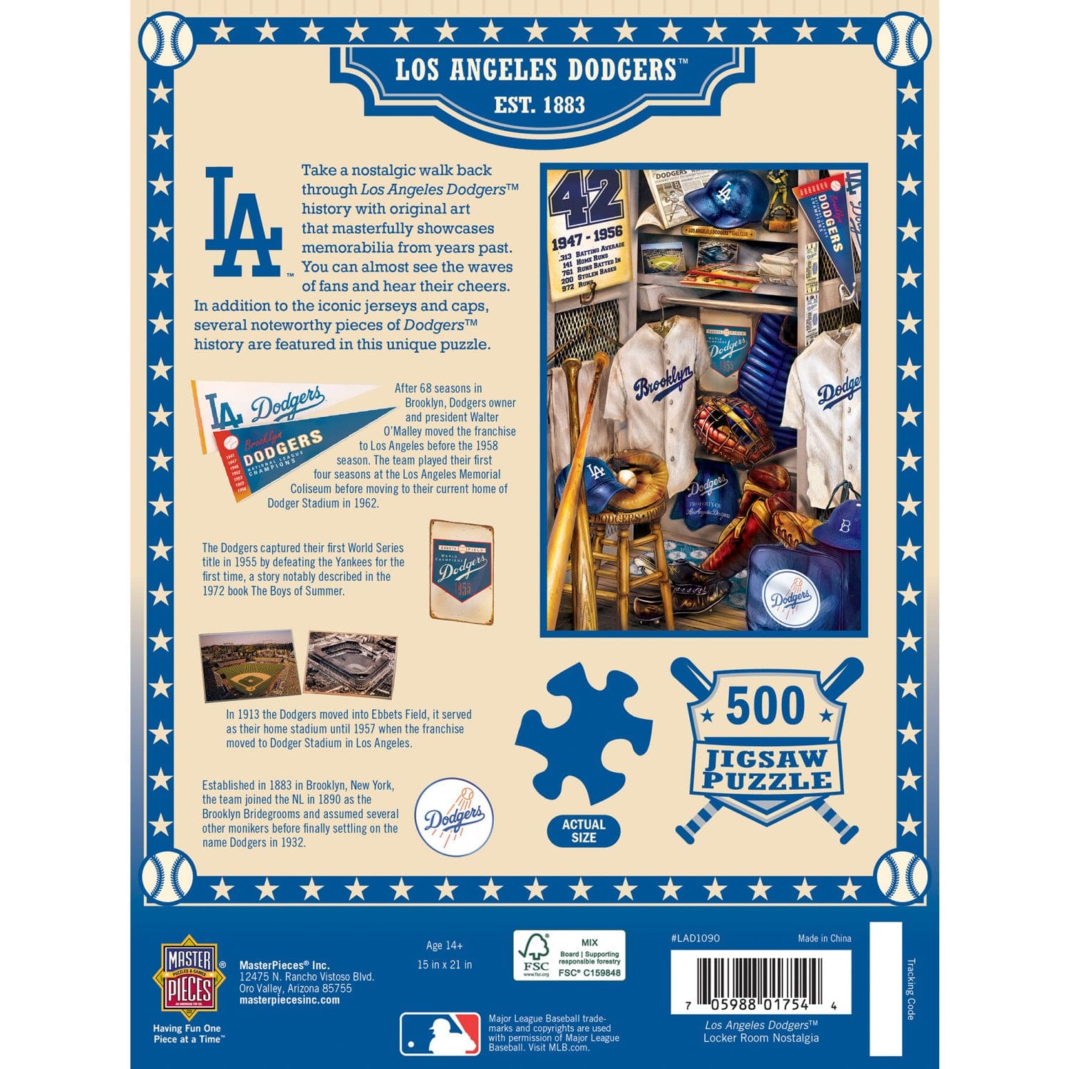 Los Angeles Dodgers MLB Locker Room 500pc Puzzle