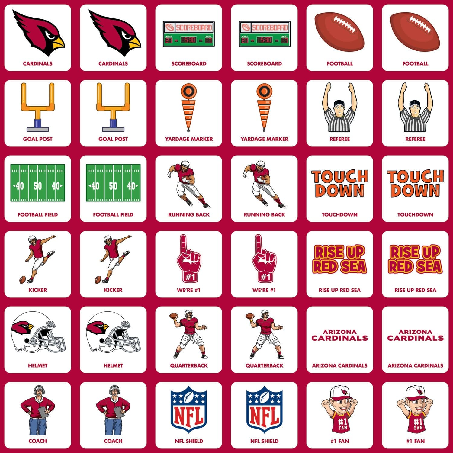 Arizona Cardinals NFL Matching Game