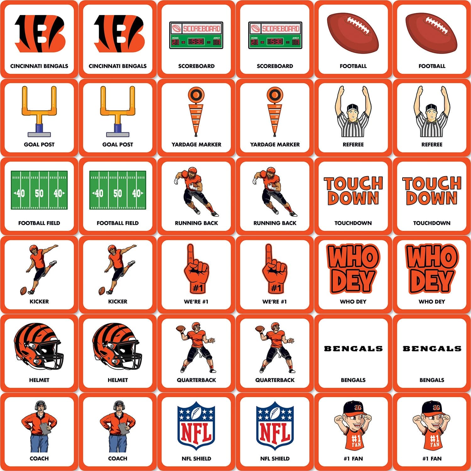 Cincinnati Bengals NFL Matching Game