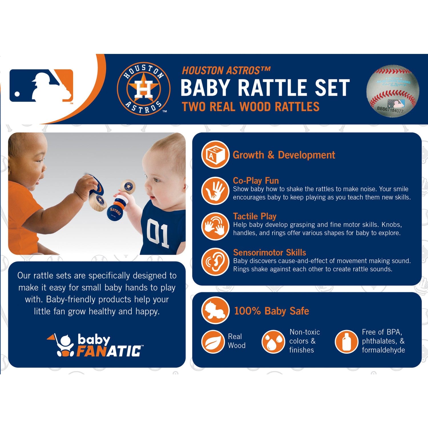 Houston Astros - Baby Rattles 2-Pack