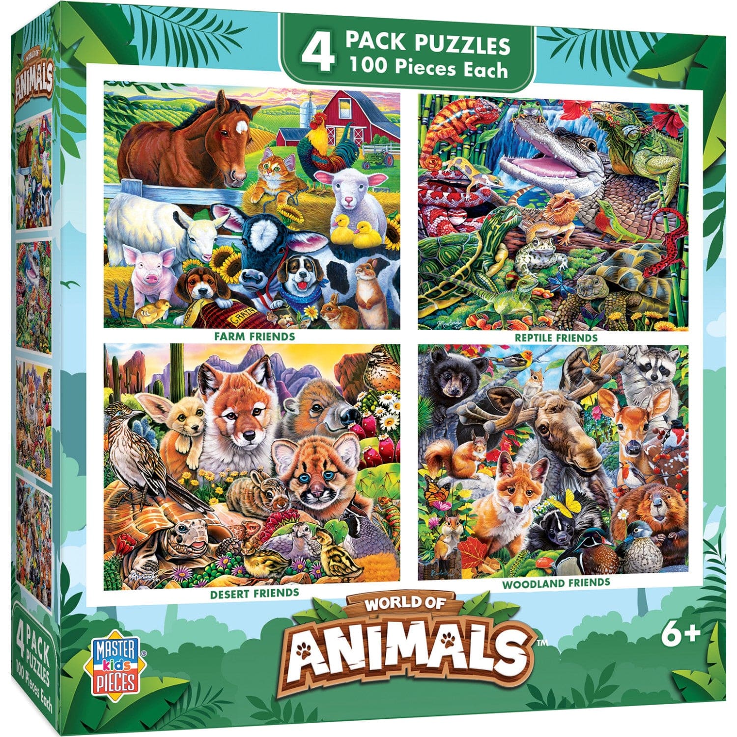 World of Animals 100 Piece Jigsaw Puzzles 4-Pack V2