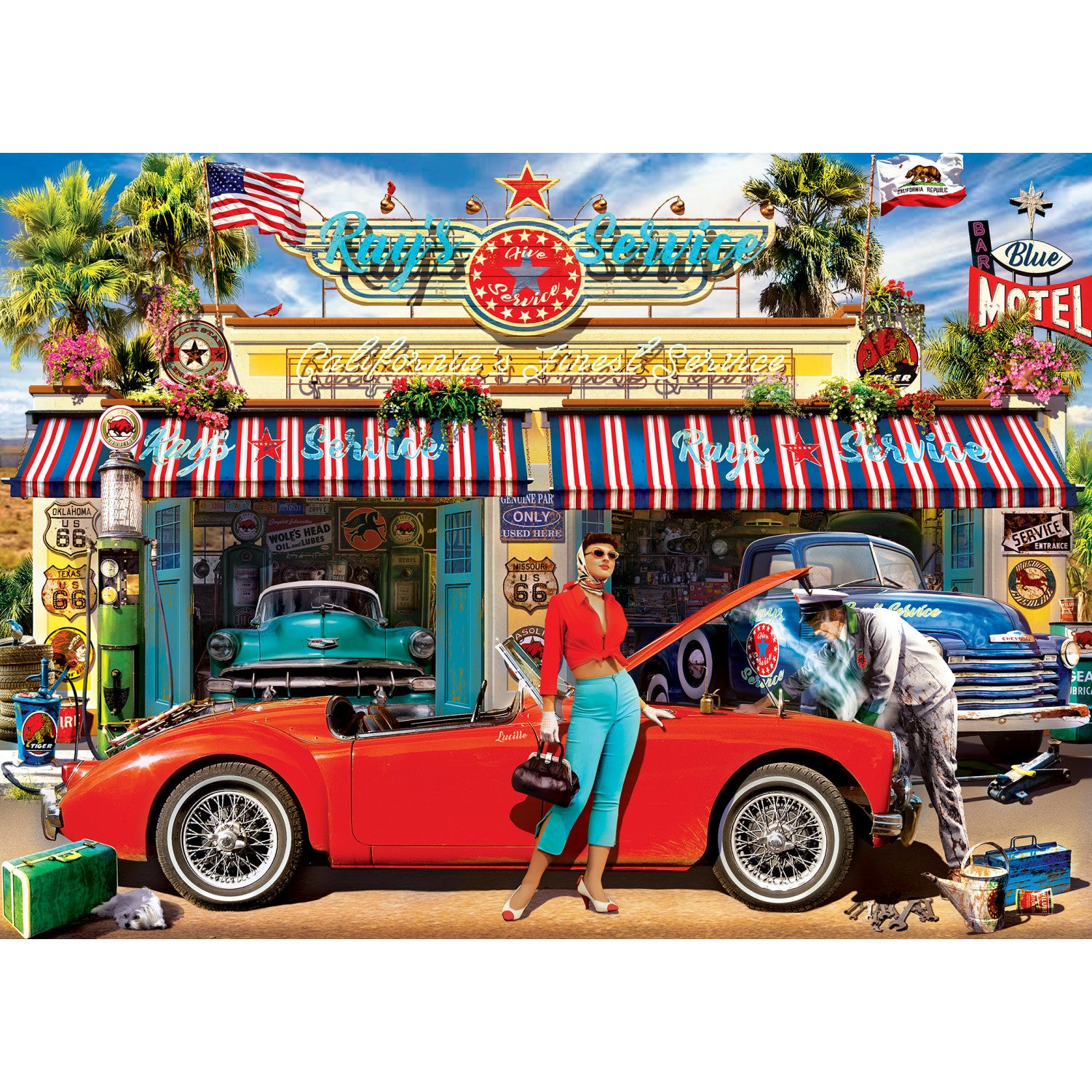 Masterpieces Puzzles Cruisin' Route 66 - Trading Post on Route 66 1000  Piece Puzzle