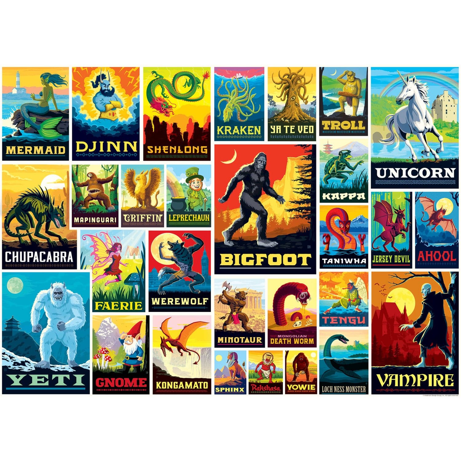 Vintage Posters - Mythical Creatures 1000 Piece Puzzle