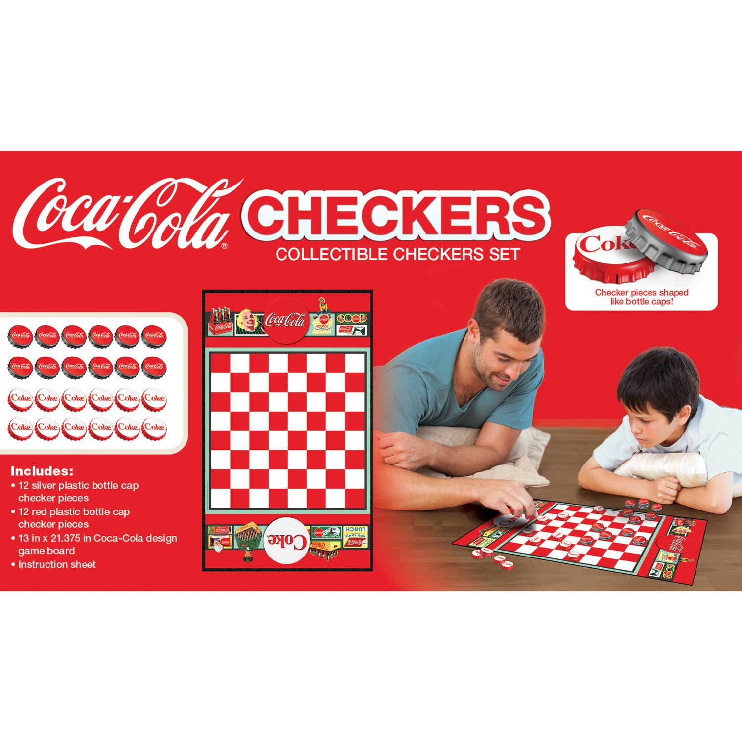 Coca-Cola Checkers Board Game for Kids by MasterPieces ...