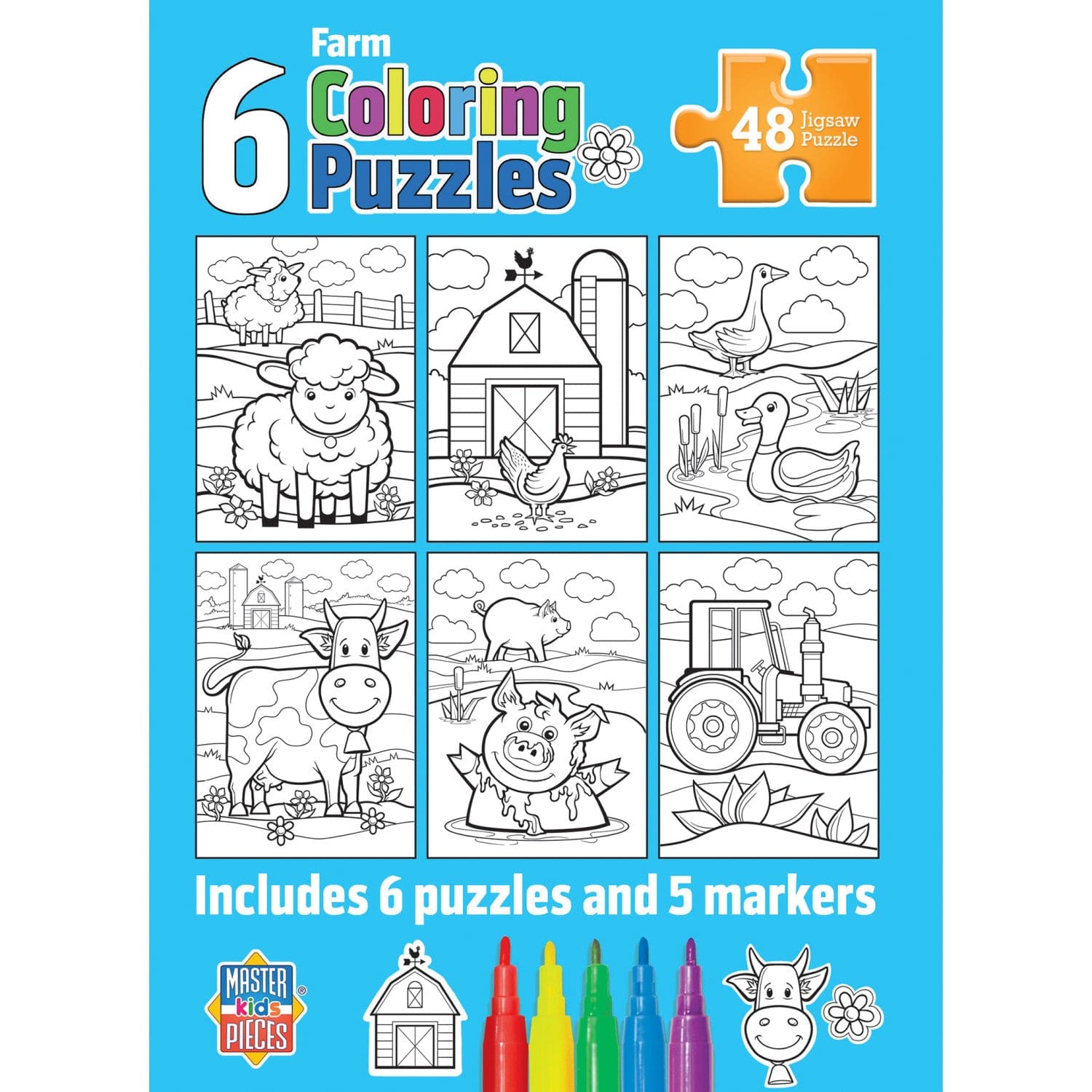 Color Your Own Puzzles - 6 Pack 48 Piece Puzzles