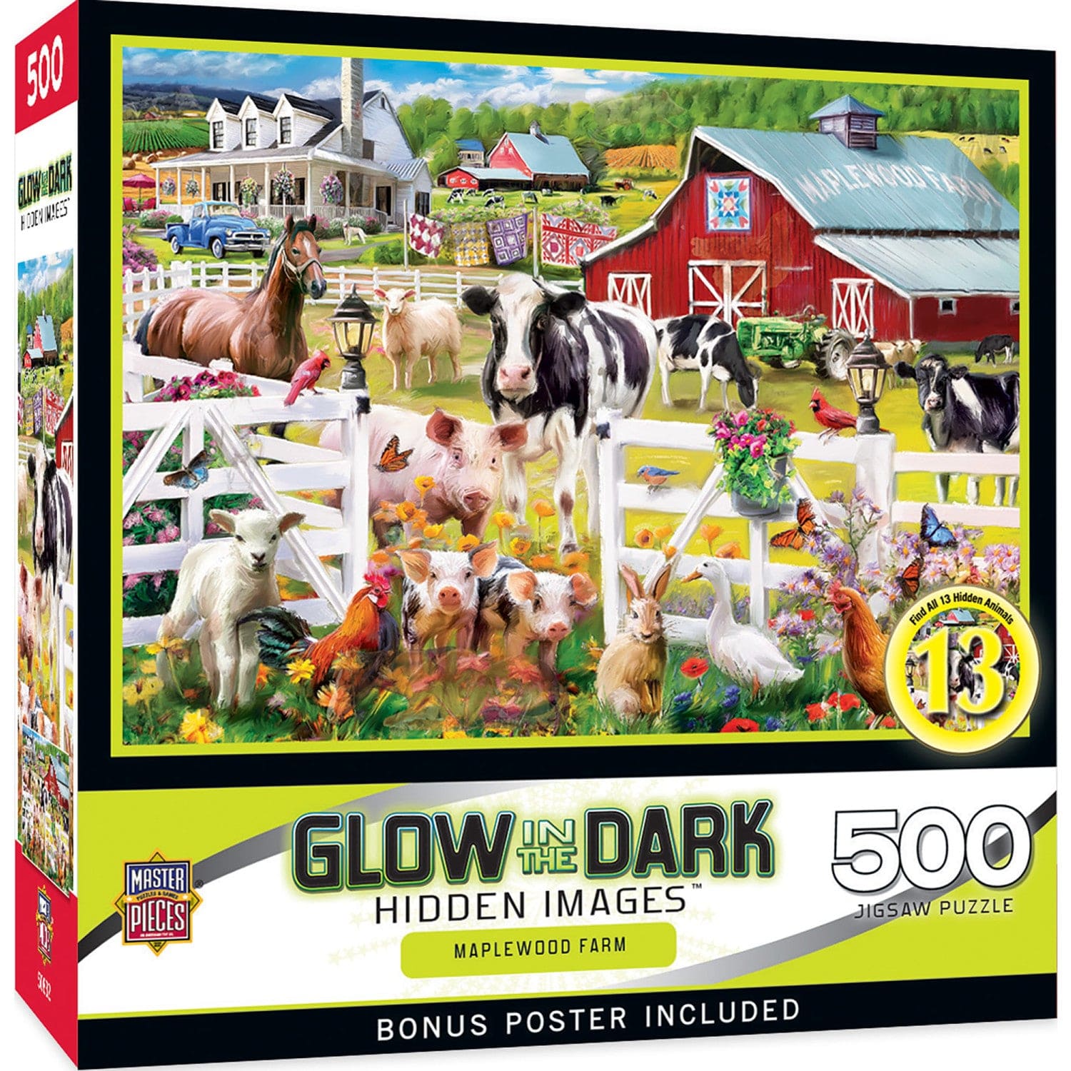 Hidden Images Glow In The Dark - Maplewood Farm 500 Piece Puzzle