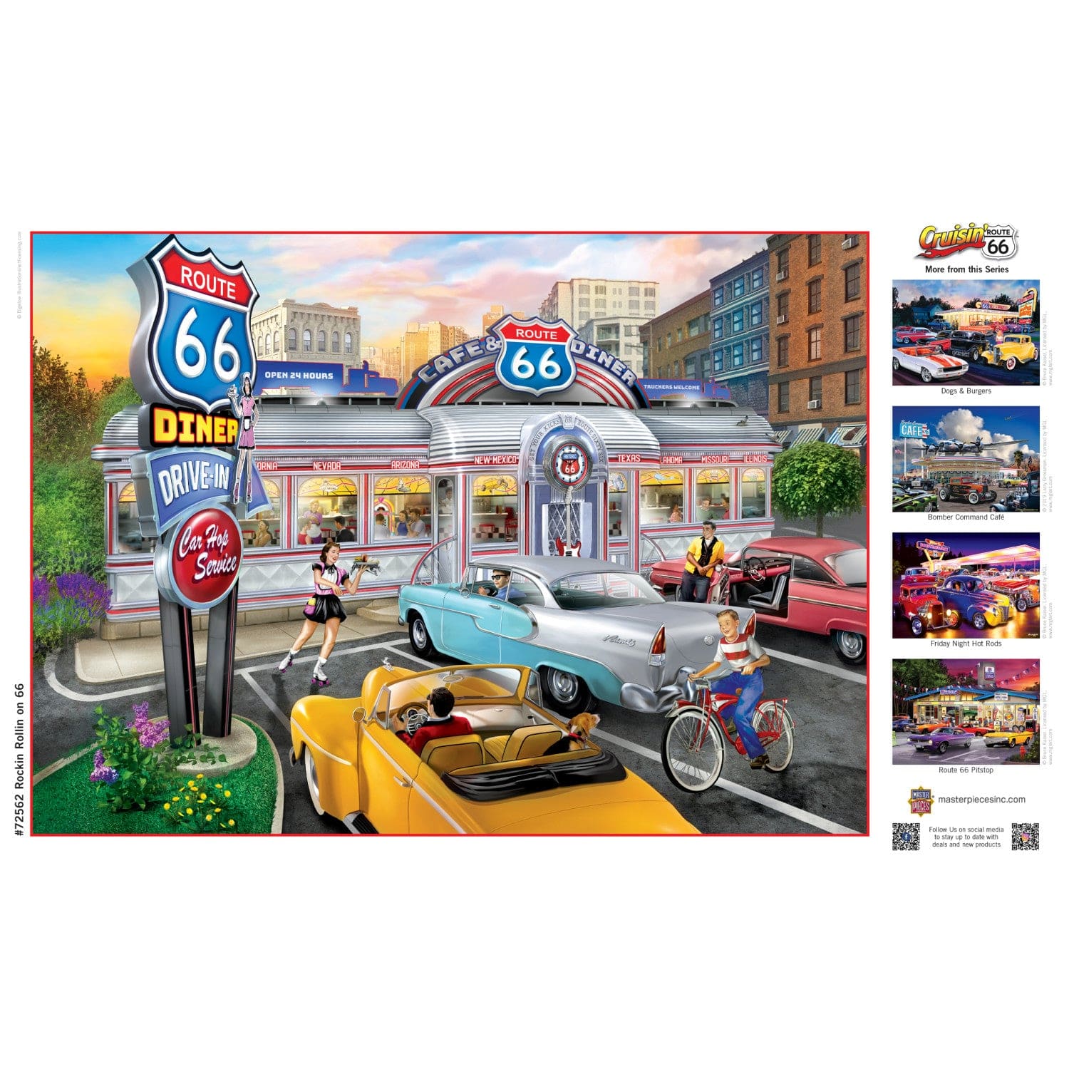 Cruisin' Route 66 - Rockin Rollin on 66 1000 Piece Jigsaw Puzzle