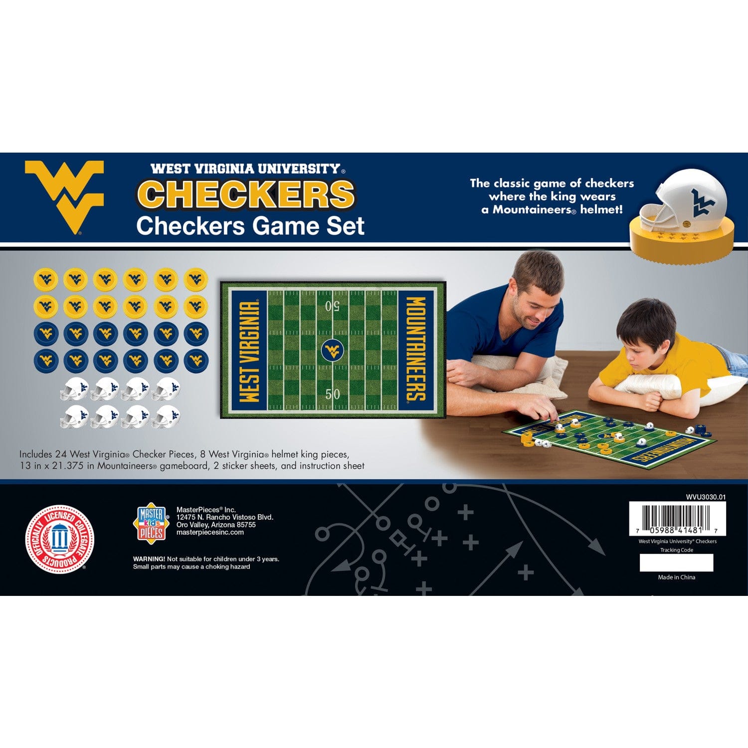 West Virginia Mountaineers Checkers Board Game