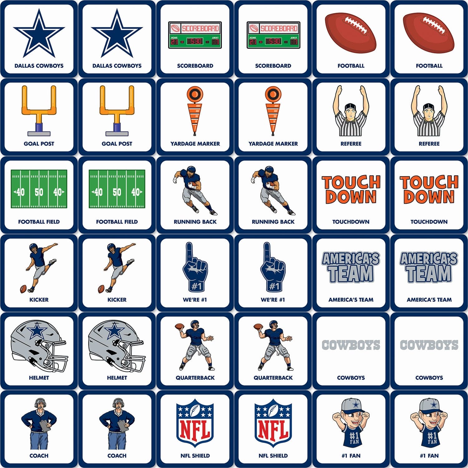 Dallas Cowboys NFL Matching Game