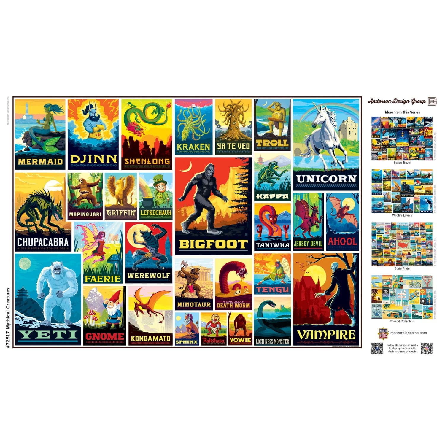 Vintage Posters - Mythical Creatures 1000 Piece Puzzle